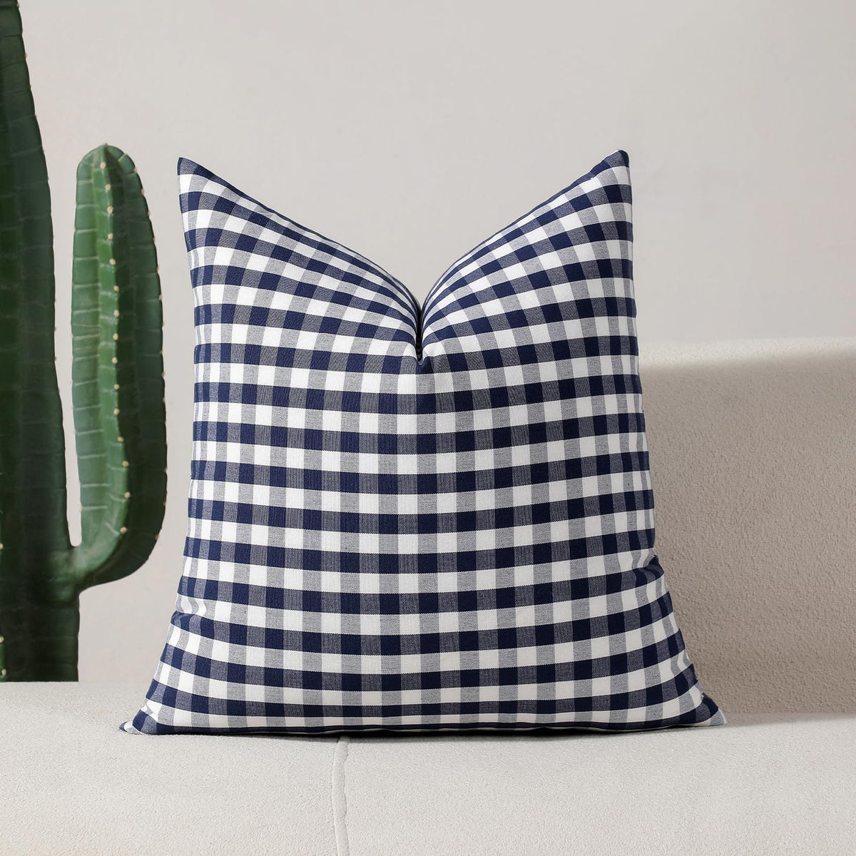 Yarn-Dyed Gingham Pillow Covers - Navy Blue Gingham
