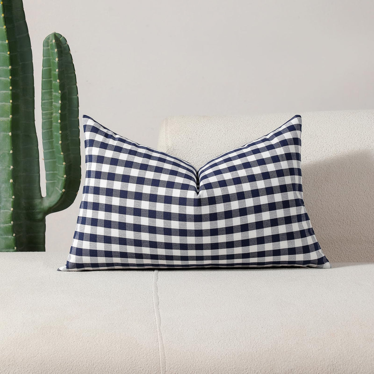 Yarn-Dyed Gingham Pillow Covers - Navy Blue Gingham