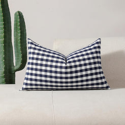 Yarn-Dyed Gingham Pillow Covers - Navy Blue Gingham