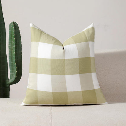 Yarn-Dyed Gingham Pillow Covers - Olive Green Checkered