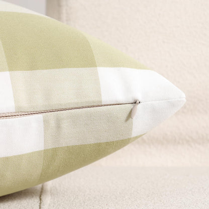 Yarn-Dyed Gingham Pillow Covers - Olive Green Checkered