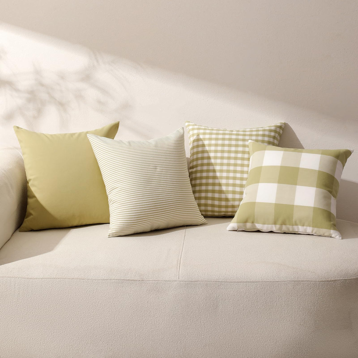 Yarn-Dyed Gingham Pillow Covers - Olive Green Checkered