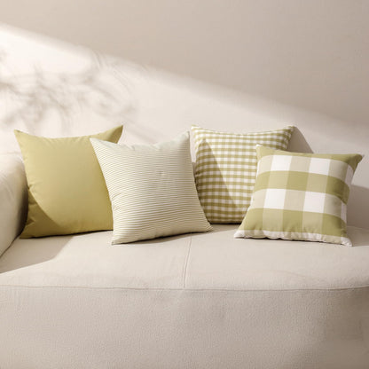 Yarn-Dyed Gingham Pillow Covers - Olive Green Checkered