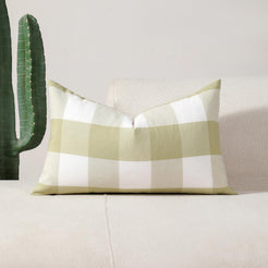 Yarn-Dyed Gingham Pillow Covers - Olive Green Checkered