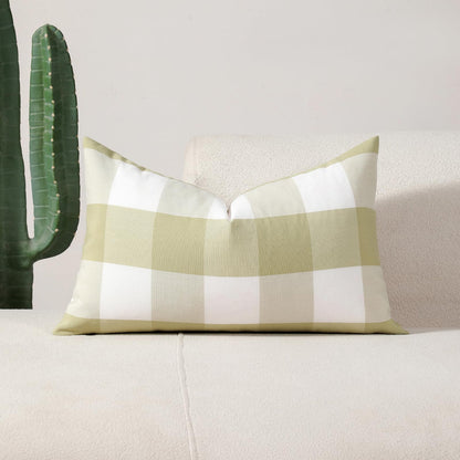 Yarn-Dyed Gingham Pillow Covers - Olive Green Checkered