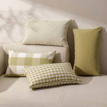 Yarn-Dyed Gingham Pillow Covers - Olive Green Checkered