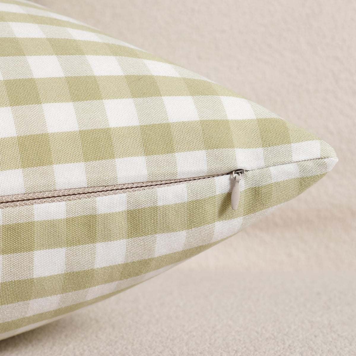 Yarn-Dyed Gingham Pillow Covers - Olive Green Gingham