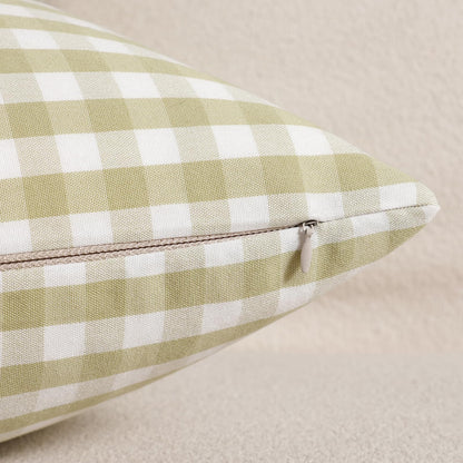 Yarn-Dyed Gingham Pillow Covers - Olive Green Gingham