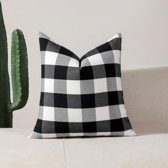 Yarn-Dyed Gingham Pillow Covers - Black Checkered