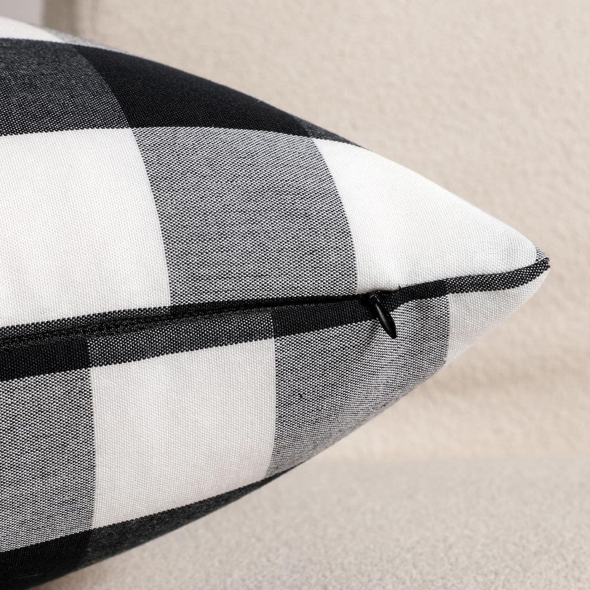 Yarn-Dyed Gingham Pillow Covers - Black Checkered