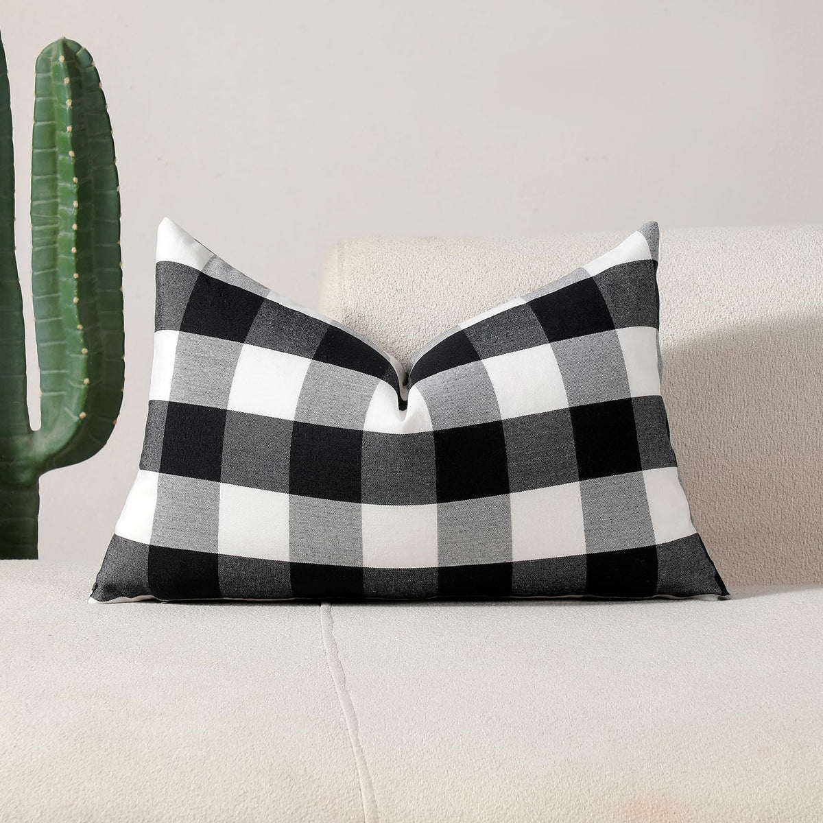 Yarn-Dyed Gingham Pillow Covers - Black Checkered