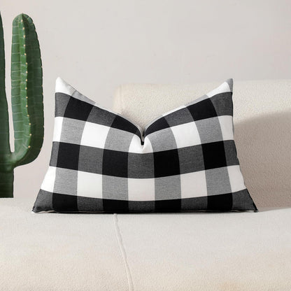 Yarn-Dyed Gingham Pillow Covers - Black Checkered