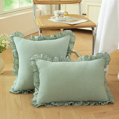 Ruffled Cotton Pillow Covers - Sage Green