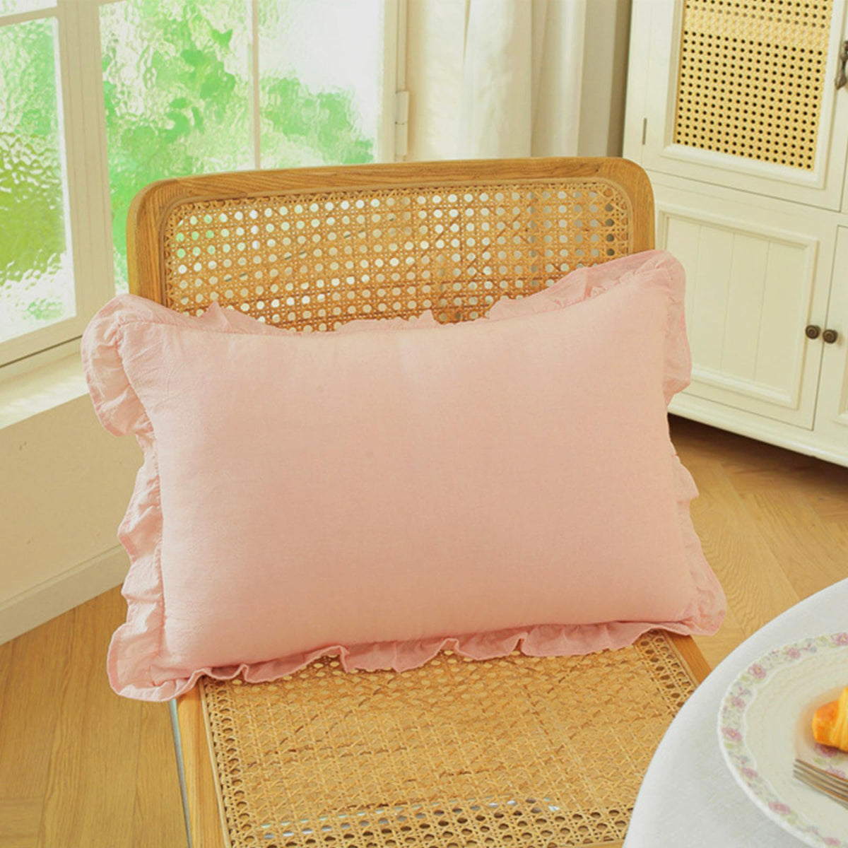 Ruffled Cotton Pillow Covers - Peach Pink