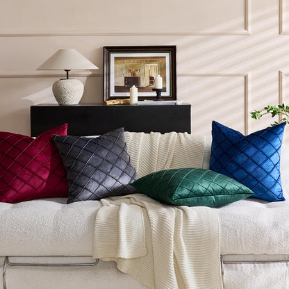 Diamond Pintuck Velvet Pillow Covers - Navy Blue