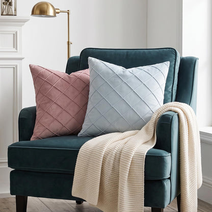 Diamond Pintuck Velvet Pillow Covers - Dusty Pink