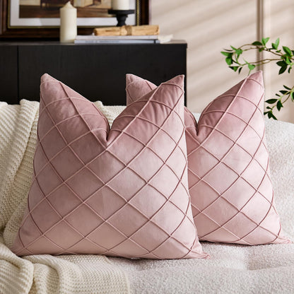 Diamond Pintuck Velvet Pillow Covers - Dusty Pink