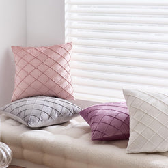 Diamond Pintuck Velvet Pillow Covers - Dusty Pink