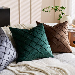 Diamond Pintuck Velvet Pillow Covers - Chocolate Brown