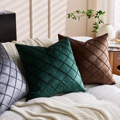 Diamond Pintuck Velvet Pillow Covers - Chocolate Brown