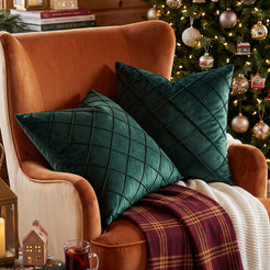 Diamond Pintuck Velvet Pillow Covers - Emerald Green