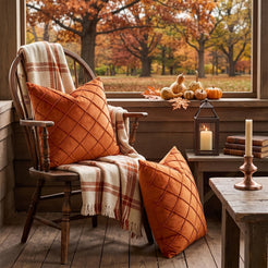 Diamond Pintuck Velvet Pillow Covers - Rust Orange