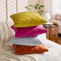 Diamond Pintuck Velvet Pillow Covers - Rust Orange
