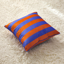Striped and Checkered Velvet Pillow Covers - Blue Orange Stripe