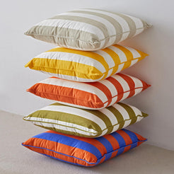 Striped and Checkered Velvet Pillow Covers - Blue Orange Stripe