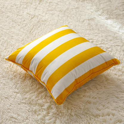 Striped and Checkered Velvet Pillow Covers - Yellow Stripe