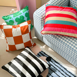 Striped and Checkered Velvet Pillow Covers - Rainbow Stripe