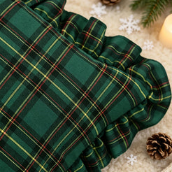 Ruffled Christmas Plaid Pillow Covers - Pine Green Plaid